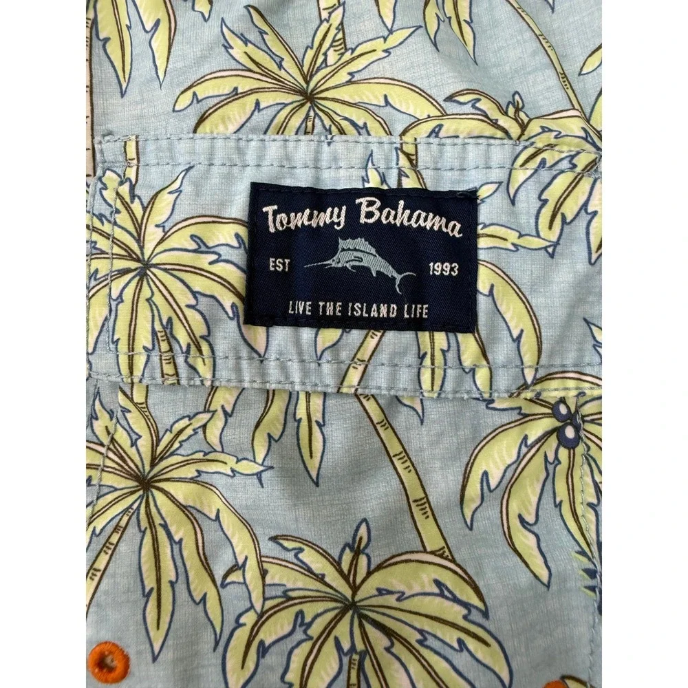 Tommy Bahama Mens Blue Hula Girl Hawaiian Swim Board Shorts Large Mesh Lined